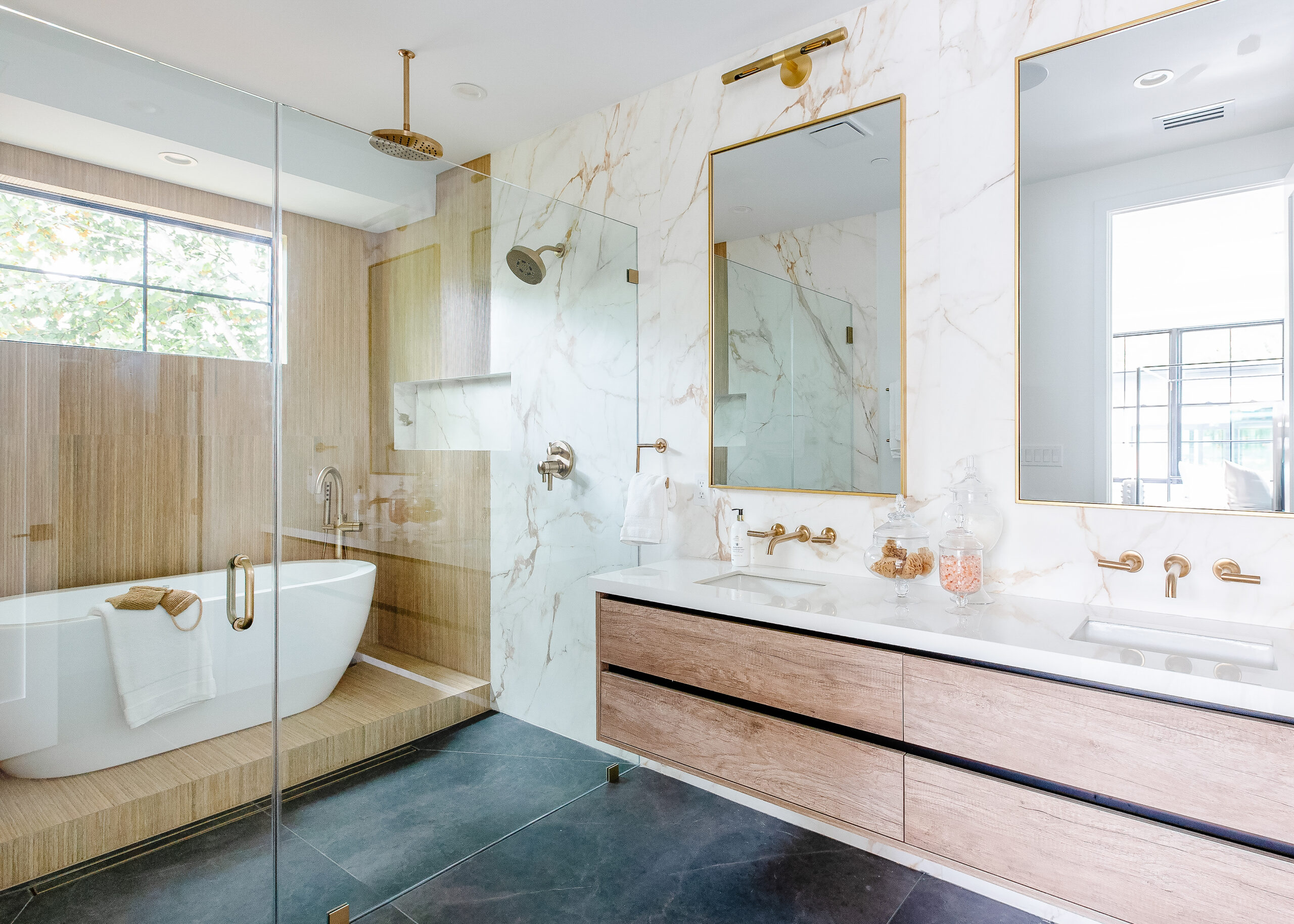 Modern custom bathroom tile work by ATL Custom Remodels